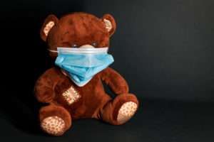 Teddy bear with protective mask