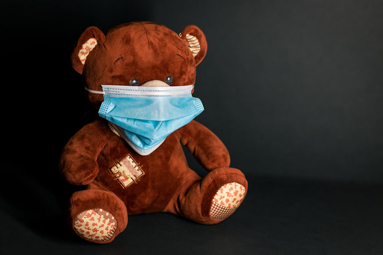 Teddy bear with protective mask Perspectives